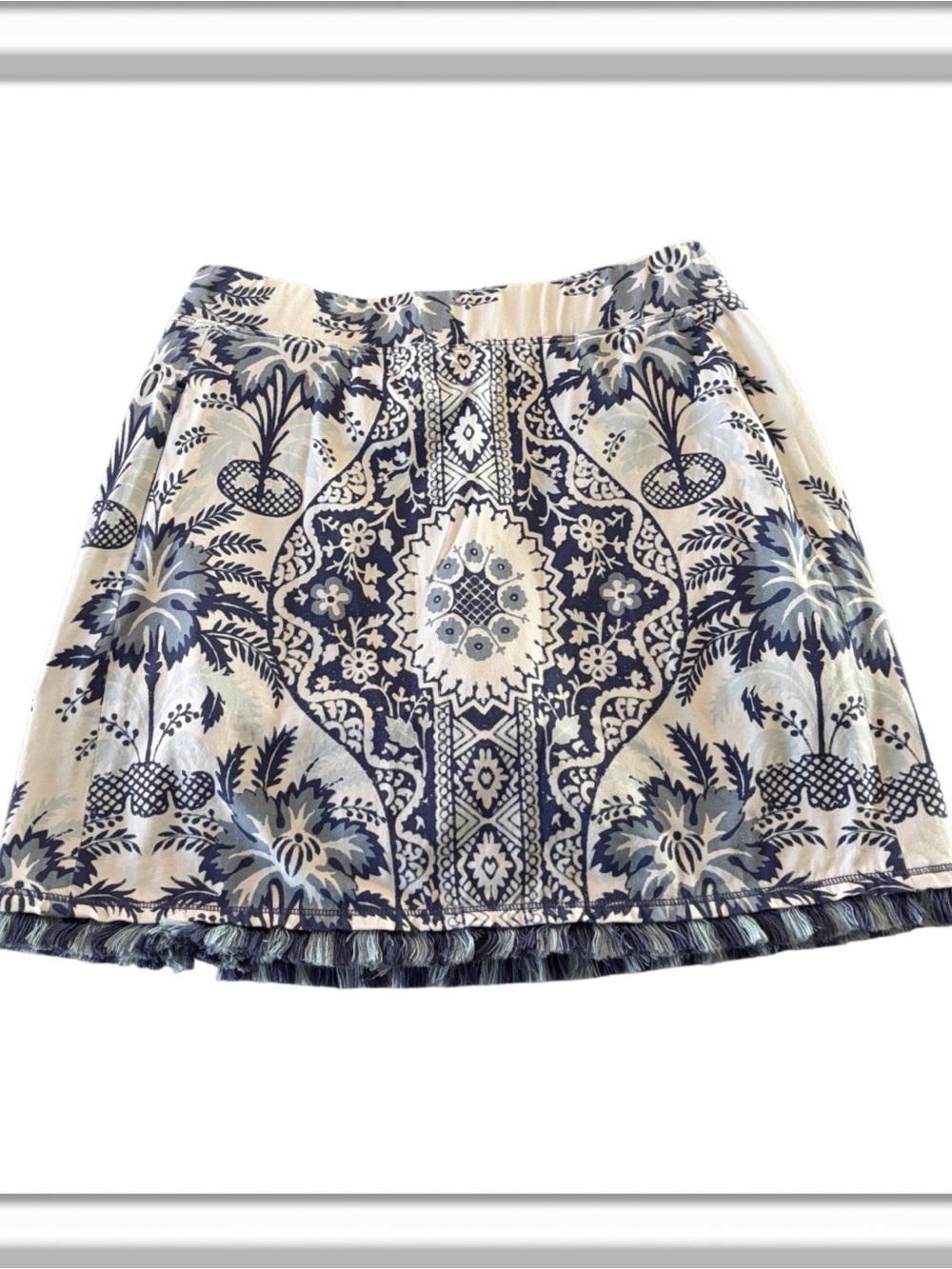 Spartina 449 Fringe Skort Skirt Peeples Song Park Palms Blue Size Medium Pockets
